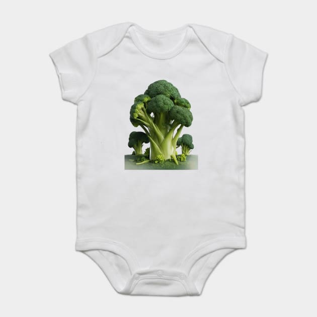Features a Collection of Broccoli, Emphasizing its Green Baby Bodysuit by animegirlnft